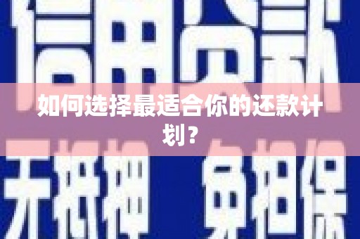 丰南如何选择最适合你的还款计划？